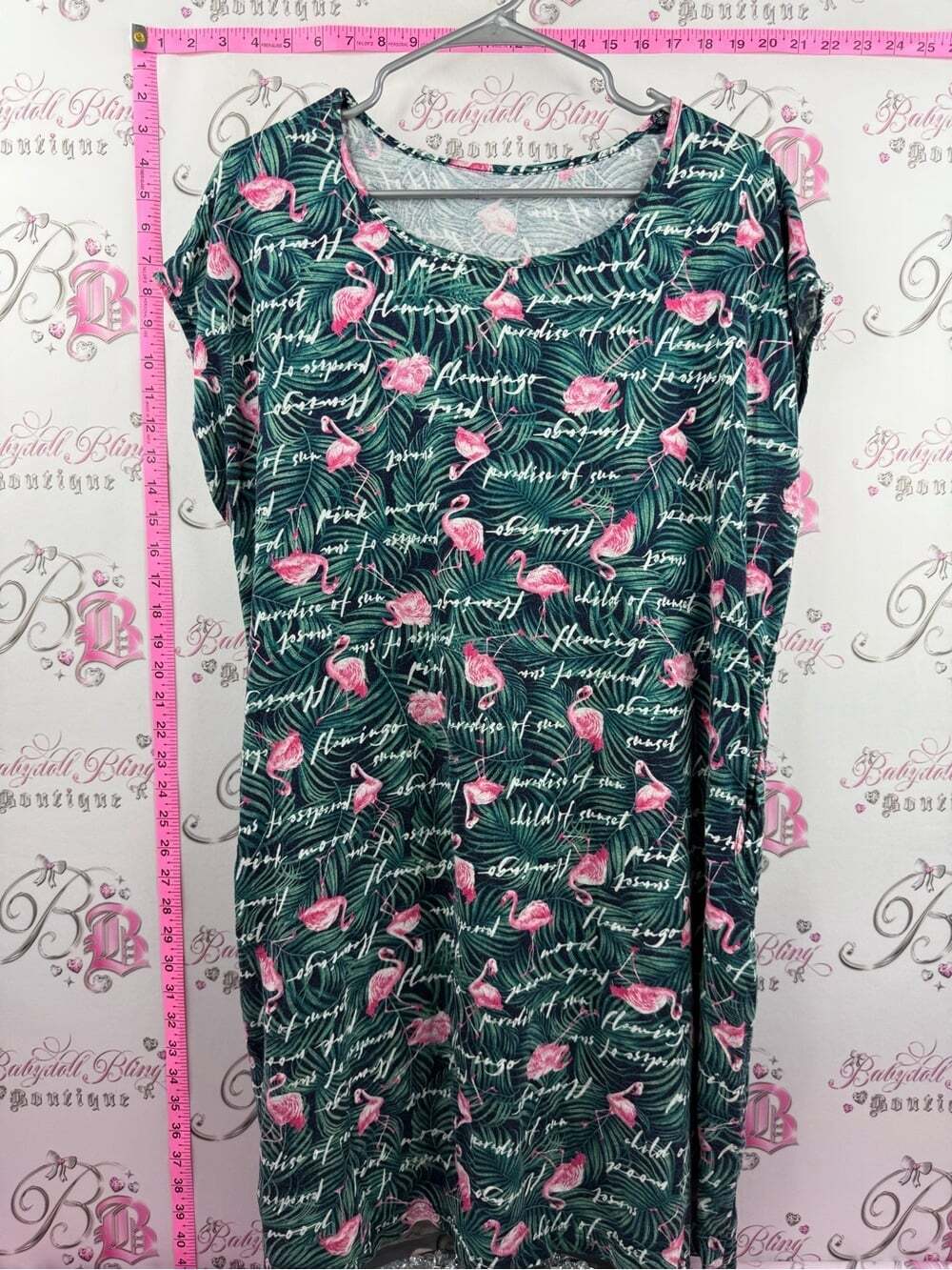 Dress flamingo pj Women's Tropical Flamingo Print Dress - Pink/Green